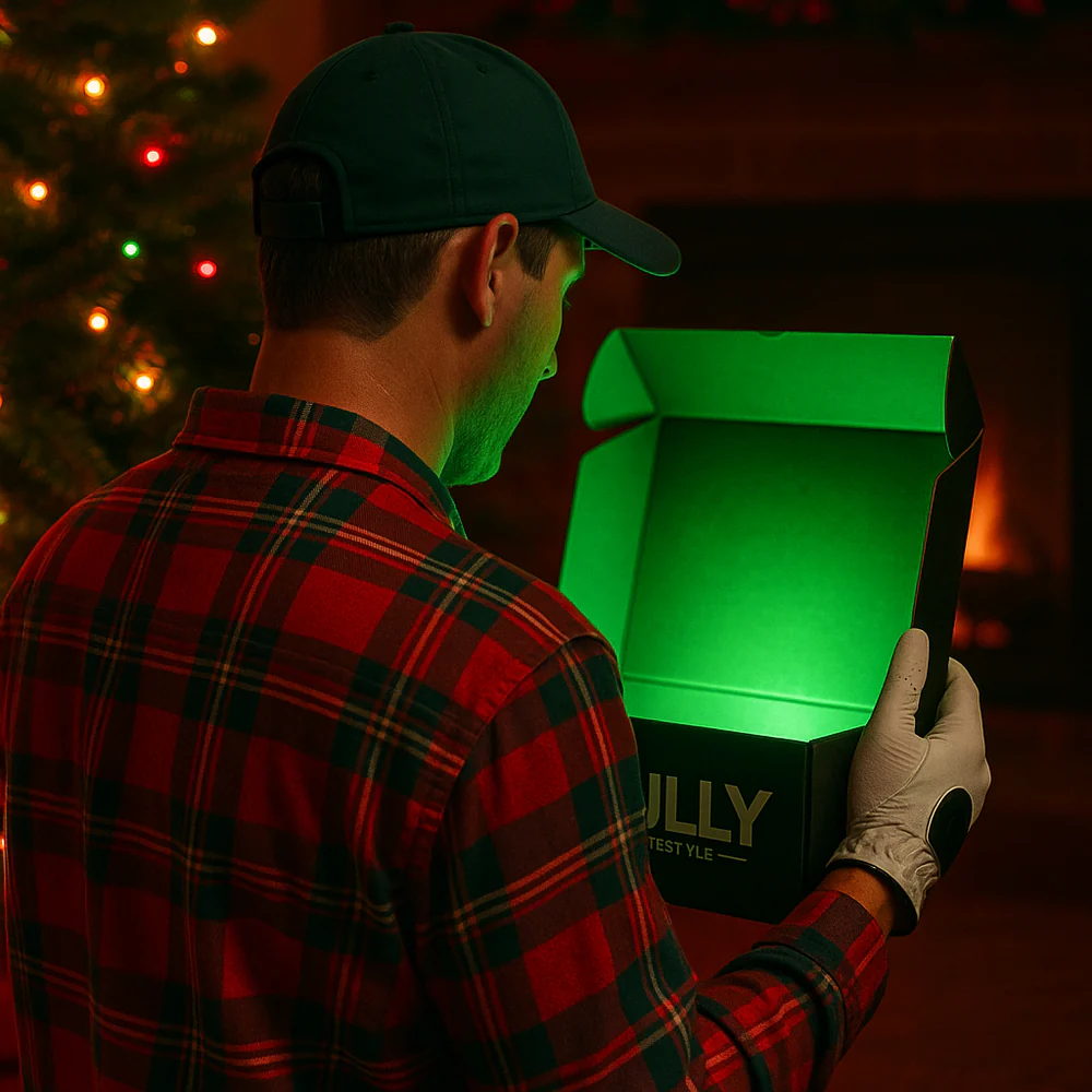 Golfer opening Mullybox - Perfect Christmas Gift